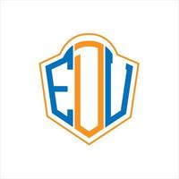 EDU abstract monogram shield logo design on white background. EDU creative initials letter logo. vector