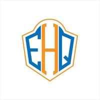 EHQ abstract monogram shield logo design on white background. EHQ creative initials letter logo. vector