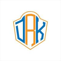 DRK abstract monogram shield logo design on white background. DRK creative initials letter logo. vector
