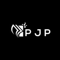 PJP creative initials Growth graph letter logo concept. PJP business finance logo design.PJP credit repair accounting logo design on BLACK background. PJP creative initials Growth graph letter vector