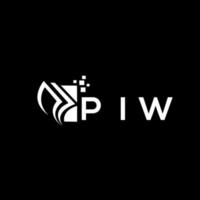 PIW credit repair accounting logo design on BLACK background. PIW creative initials Growth graph letter logo concept. PIW business finance logo design. vector