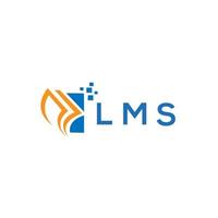 LMS credit repair accounting logo design on WHITE background. LMS creative initials Growth graph letter logo concept. LMS business finance logo design. vector