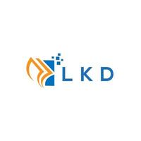 LKD credit repair accounting logo design on WHITE background. LKD creative initials Growth graph letter logo concept. LKD business finance logo design. vector