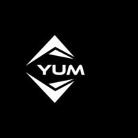 YUM abstract monogram shield logo design on black background. YUM creative initials letter logo. vector