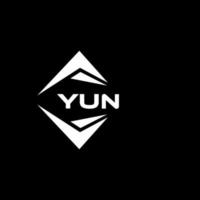 YUN abstract monogram shield logo design on black background. YUN creative initials letter logo. vector