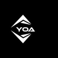 YOA abstract monogram shield logo design on black background. YOA creative initials letter logo. vector