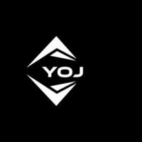 YOJ abstract monogram shield logo design on black background. YOJ creative initials letter logo. vector