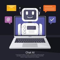 Chat AI Concept With Laptop and Robot vector