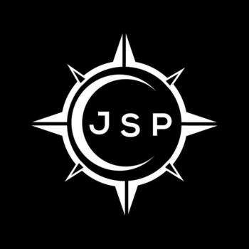 JSP abstract technology circle setting logo design on black background. JSP creative initials letter logo. vector