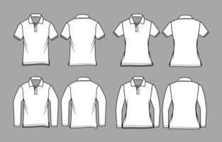 blanco polo camisa Bosquejo modelo con contorno vector