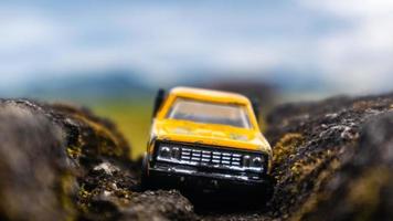 minahasa, Indonesia  January 2023, toy car in the rice field photo