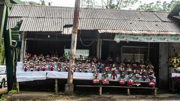 tomohon, indonesia diciembre de 2022, una bulliciosa floristería antes del nuevo año foto