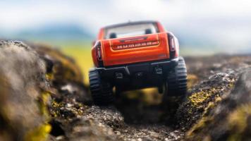 minahasa, Indonesia  January 2023, toy car in the rice field photo