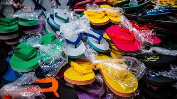 pile of footwear in a footwear store photo