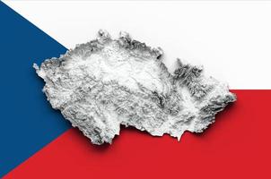 Czechia Map Czech Republic Flag Shaded relief Color Height map 3d illustration photo