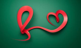 Bangladeshi flag heart shaped wavy ribbon 3d illustration photo