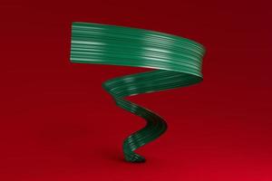 Bangladesh green flag on red background, 3d illustration, Wavy Ribbon on a Red background photo