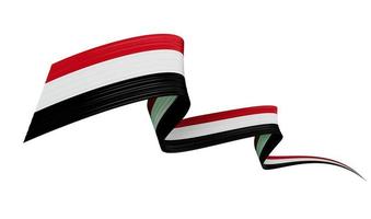3d Flag of Syria Country, 3d Wavy Ribbon Flag of Syria on White Background, 3d illustration photo