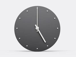 Simple clock gray Five 5 o'clock Modern Minimal Clock. 3D illustration photo