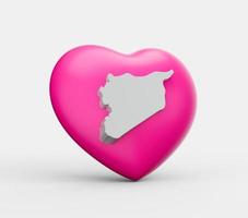 Pink heart with a white map of Syria 3d illustration photo