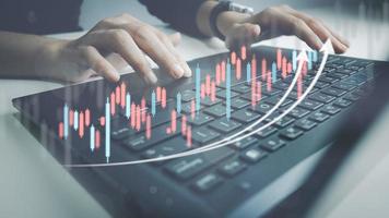 Investment ideas and technology business, Funds, Stock market and digital assets, Investors or trader, Financial data analysis, Stock graphs and forex trading, business finance background photo