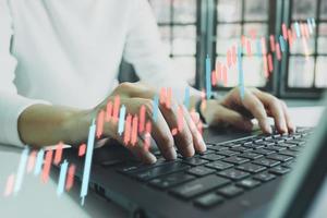 Investment ideas and technology business, Funds, Stock market and digital assets, Investors or trader, Financial data analysis, Stock graphs and forex trading, business finance background photo