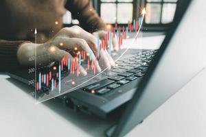 Investment ideas and technology business, Funds, Stock market and digital assets, Investors or trader, Financial data analysis, Stock graphs and forex trading, business finance background photo