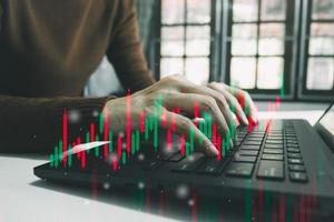 Investment ideas and technology business, Funds, Stock market and digital assets, Investors or trader, Financial data analysis, Stock graphs and forex trading, business finance background photo