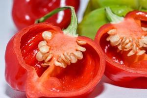 chilli pepper in the white backgound with macro and close up view photo