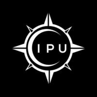 IPU creative initials letter logo.IPU abstract technology circle setting logo design on black background. IPU creative initials letter logo. vector