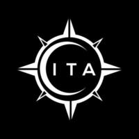 ITA abstract technology circle setting logo design on black background. ITA creative initials letter logo. vector