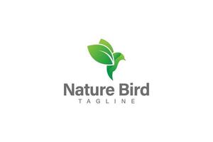 Nature bird logo with bird and leaf design vector
