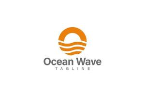 Ocean wave with letter o logo design vector