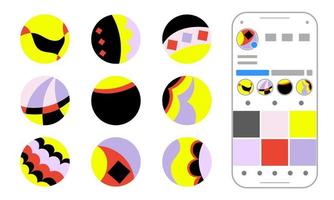 Set of background templates for social networks. Trendy background images, abstract paintings. Handmade. Vector illustration.