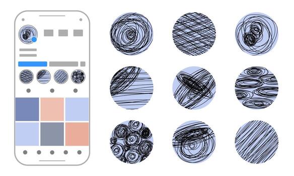 Set of background templates for social networks. Trendy background images, abstract paintings. Handmade. Vector illustration.