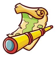 Cool and great treasure map and binocular. vector