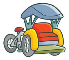 Funny and cute colorful rickshaw. vector