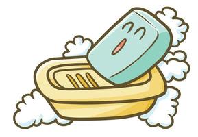 Cute and funny soap with laughing face vector