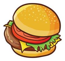 Funny and yummy hamburger ready to eat - vector. vector