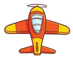 Funny and cute red yellow plane from top view vector