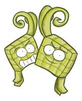 Two funny ketupat dumplings with different expressions. vector