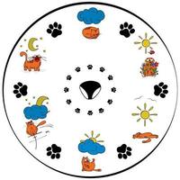 Cats clock face. Clock with illustrations of funny cats instead of a dial. vector