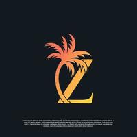 logo diseño con combinacion letra z palma logo prima vector