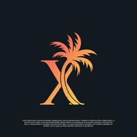 Logo  design with combynation letter X palm logo Premium Vector