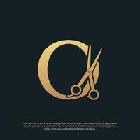 Creative letters O with combination simple scissors Premium Vector