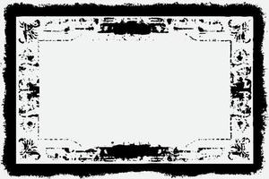 square frame with Grunge black ink ornament around the edges, white background in vector EPS format B
