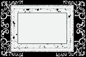 square frame with Grunge black ink ornament around the edges, white background in vector EPS format.