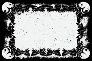 square frame with Grunge black ink ornament around the edges, white background in vector EPS format B