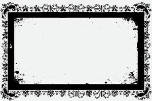 square frame with Grunge black ink ornament around the edges, white background in vector EPS format.