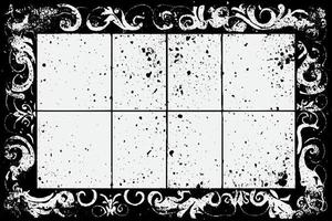 square frame with Grunge black ink ornament around the edges, white background in vector EPS format B